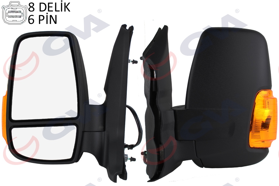 GVA 1032111 Diş Dikiz Aynasi Sol Transit V363 14> Kisa Kol -Katlanmaz E Lektrikli Isitmali Sari Sinyalli Desenli Konveks 6 Fiş Vm-6329nehl