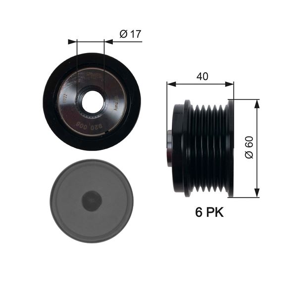 GATES OAP7154 Alternatör Kasnaği 39.2mm Cmax-Fiesta Vi-Focus Iii-Kuga Ii-Transit-Connect-Courier 1.5-1.6-2.0tdci