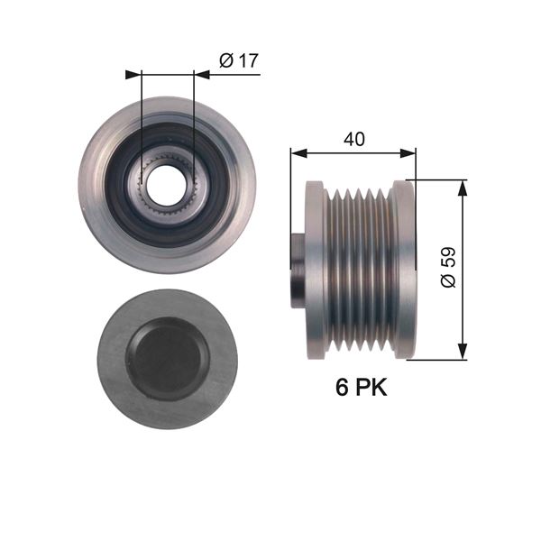 GATES OAP7144 Alternatör Kasnaği Astra J-Insignia-Adam-Zafira Tourer C-Aveo-Cruze-Bmw 5 E60-E61 520d 6 Knl