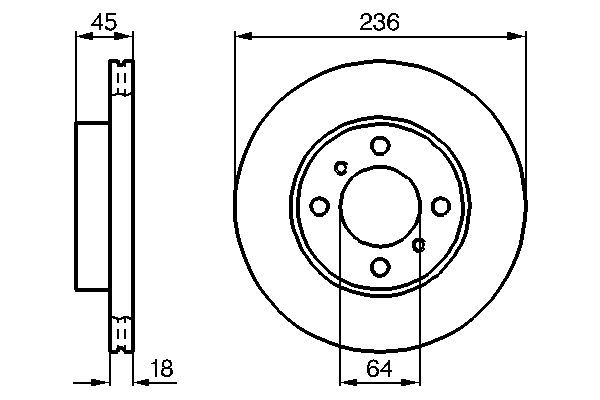 BOSCH 0986478572 Ön Fren Diski Hava Kanalli Mitsubishi Carisma 1.6l 4g92 Da1a 95-99 236 Çap X 4 Bijon - Adet Disk Fiyatıdır