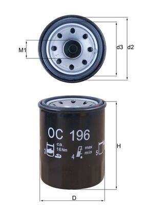 MAHLE OC196 Yağ Filtresi Honda Accord 2.0l 2.4l K20a K24a R20a3 F20z1 94-> / Civic 1.4l 1.5l 1.6l D14a D15a D15b B16 D16 Si R16a2 88-15 / City 1.4l L13a L13z 05-> / Type-R 2.0l K20 01-05 / Hr-V 1.6l D16w1 99-07 /