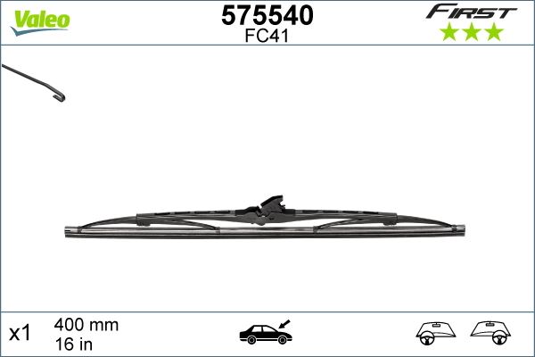 VALEO 575540 Arka Silecek Süpürgesi 400mm Normal Tip First Üniversal