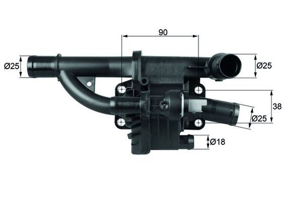 MAHLE TH40.83 Termostat Gövdesi Ford Peugeot Fiesta-Courier-Focus-207-308-Partner-C4-C5 07> 1.4-1.5-1.6 Tdci Euro 5