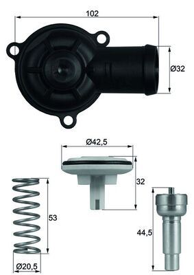 MAHLE TI220.87D Termostat Komple 87c A3-Eos-Golf Plus-Golf V-Jetta Iii-Passat 1.6fsi-Polo 1.2-Touran 1.6