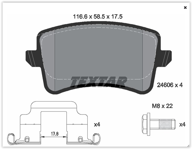 TEXTAR 2460602 Arka Balata A4-A5-Q5 09 >