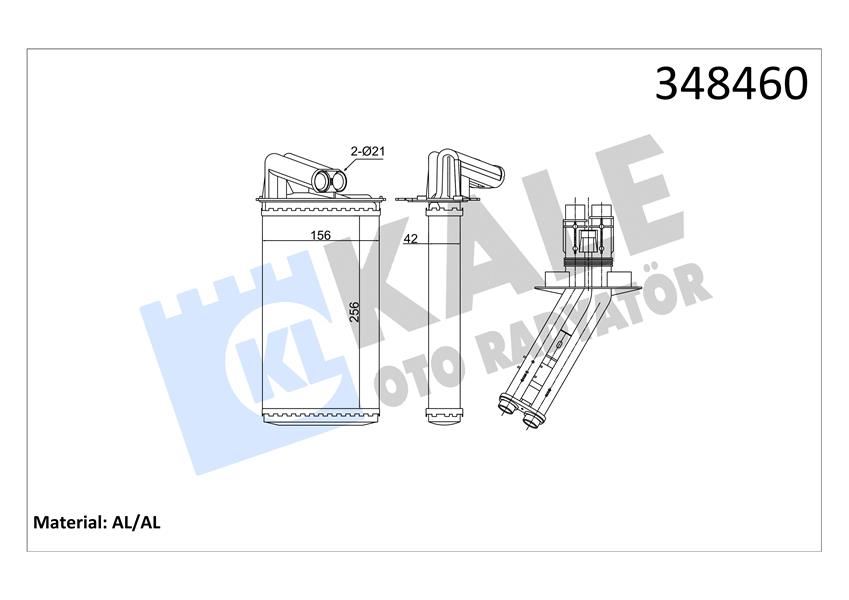 KALE 348460 Kalorifer Radyatörü Laguna I 1.8i-1.9 Dci-2.0i 94->