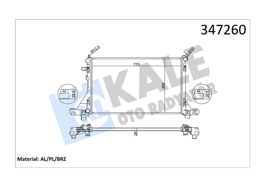 KALE 347260 Radyatör Master Iii-Movano B 2.3dci-Cdti 10 > Klimali 773x469x26 Mm