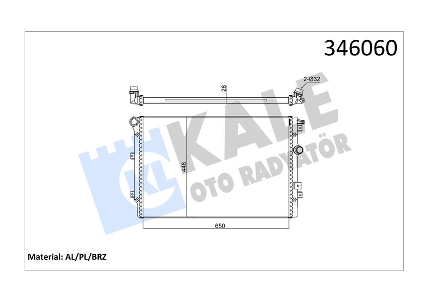 KALE 346060 Radyatör Tiguan 1.4-2.0tsi- 2.0tfsi 2.0tdi 07->Sharan 1.4-2.0tsi 10->