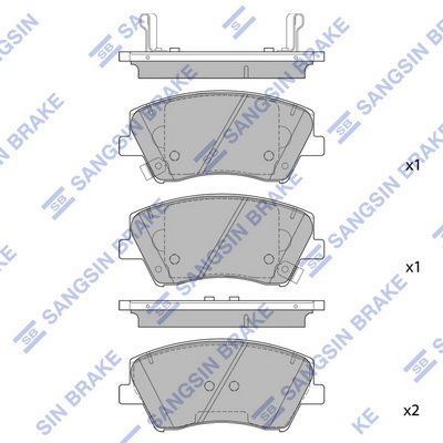SANGSIN SP1905 Ön Fren Balata Hyundai Ioniq 1.6l G4le Gdi Hybrid 17-> / Elantra 1.6l D4fb G4fg 16-> / Kia Niro 1.6l G4le Gdi Plug-In Hybrid 17-22 / E-Niro Em1619-22