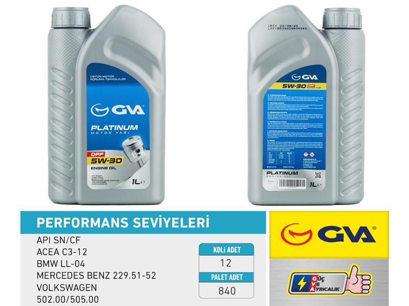 GVA 9920150 Motor Yaği 5w30 1 Lt Platinum Partiküllü-Dpf Tam Sentetik Api Sn/Cf