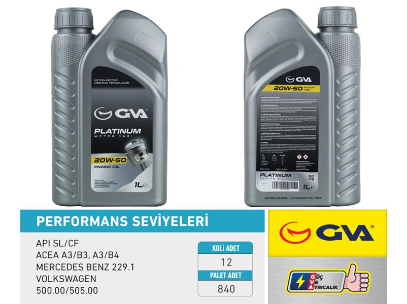GVA 9920520 Motor Yaği 20w50 1 Lt Platinum Mineral Api Sl/Cf