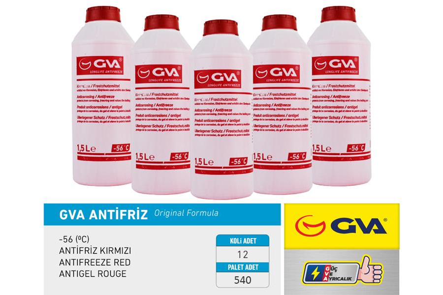 GVA 9930132 Antifriz 1.5 Lt -56 C Kirmizi Long Life Koli 12 Ad Organik