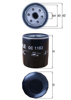 MAHLE OC1182 Yağ Filtresi Mazda 3 09-12 6 02-07 Cx-7 09-13