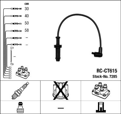 NGK 7285 Buji Kablosu Takimi Peugeot P106-P306-P405-Partner Citroen Berlingo-Xsara-Saxo-Zx-Bx-Ax-C15 1.1 Tu1 1.3 Tu2 1.4 Tu3 1.6 Tu5