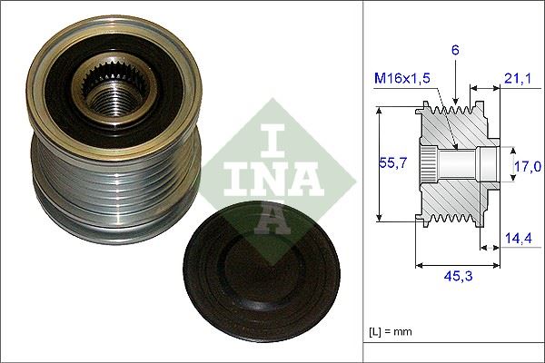 INA 535003610 Alternatör Kasnaği Audi A4-A6 01-06 1.6-2.0 Benzinli Alt-Alz-Bfb