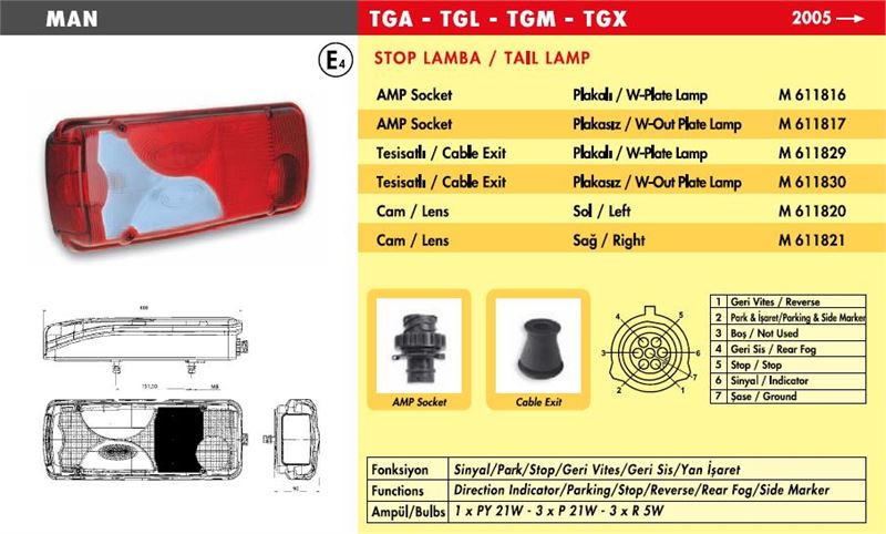 BSG 02-805-001 Stop Lambasi Sol Amp Soket