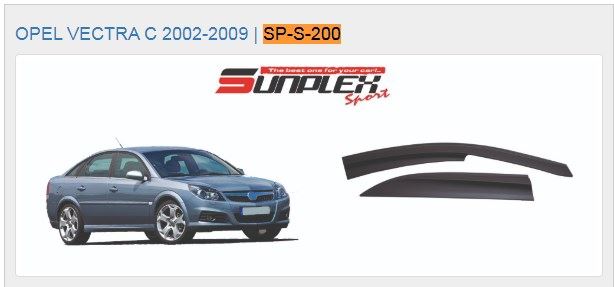 SUNPLEX SP-S-200 Cam Rüzgarliği Opel Vectra C 04-10 Sport Style Sedan 4 Pc