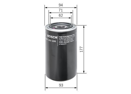 HNG H19W01 Yag Filtresi  Daf 65 Cf, F 1800, F 2100, F 2200, F 2300, F 2500, F 2700, F2000