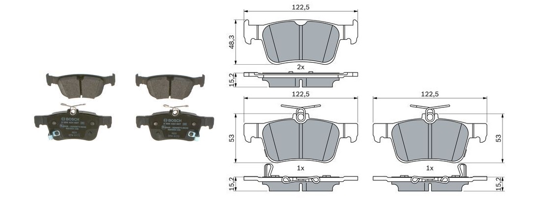 BOS-0986424807 Fren Balata Arka (Honda  Civic 2017/ 1.5 Vtec /1.6 I-Dtec Fk / 1.6 I-Vtec  Fc5  / 2019/ 1.6 I-Vtec Lpg )