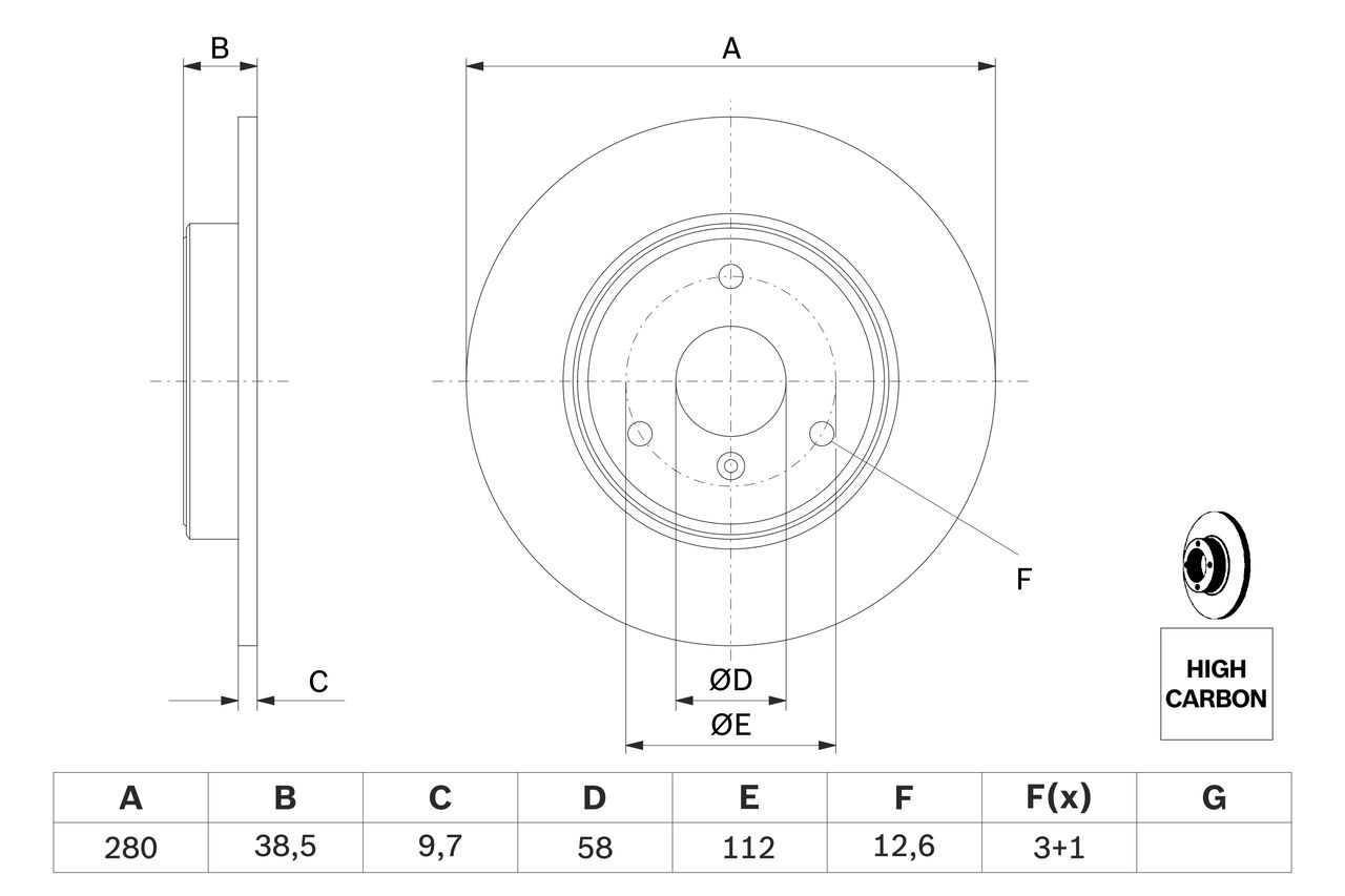 BOS-0986479305 Fren Diski Mercedes Smart Cabrio (450) City-Coupe (450) Fortwo Coupe (451) On
