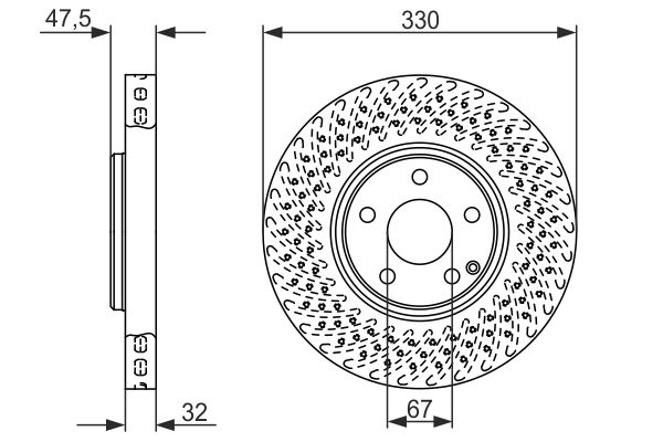 M2065V Fren Diski On Havali Performans Delikli 5 Bjn 330x32x67x47,6 Mercedes E-Serisi (W211) E 280 Cdi E 320 Cdi E 350 Cdi E 500 4-Matic 05-09 / S Serisi (W220) S 430-S 500 4-Matic 02-05