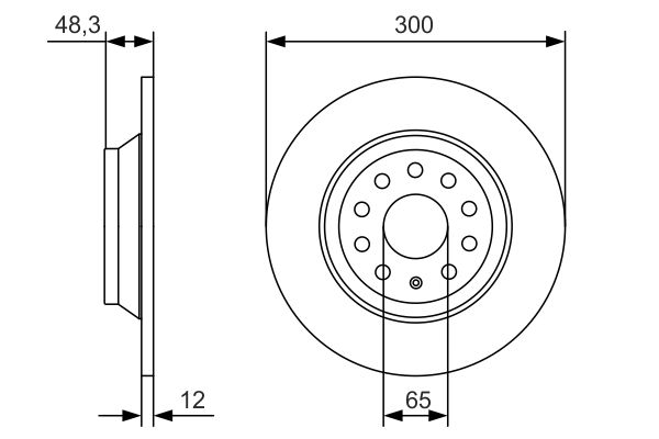 BOS-0986479V01 Arka Fren Diski-300x12 5×112 (Vw Passat 15-  Tiguan 16-  Audi A3 13-20  Q3 15-18  Skoda Superb 15-)