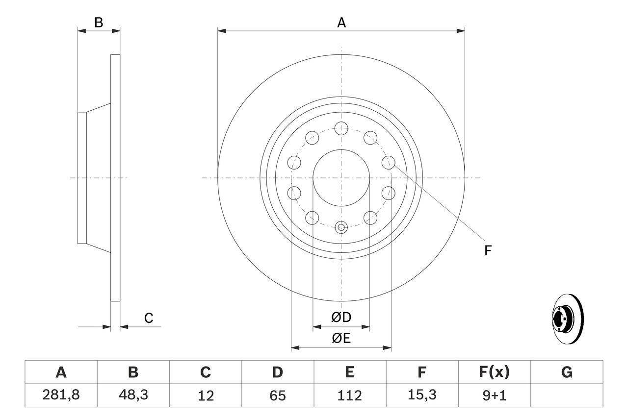 VAL-197031 Takim Arka Fren Diski-282x12 5×112 (Vw Golf 04-14  Passat 06-15  Seat Leon 06-13  Skoda Octavia 04-13)