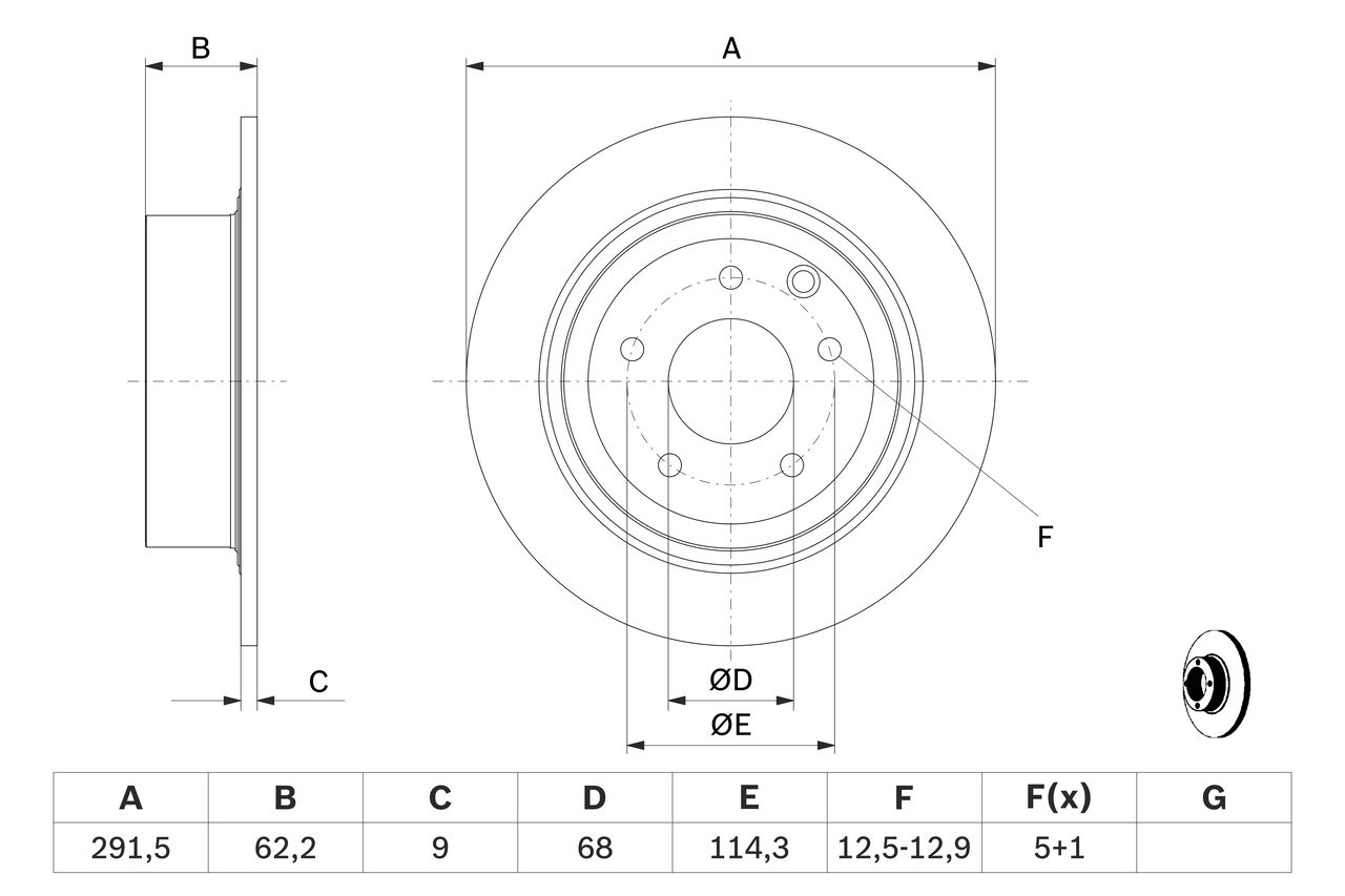 MGA-50398 Fren Disk Arka Duz 291,5-5 ( Nissan  Qashqai 07 -// Nissan  Juke 11 -/ )