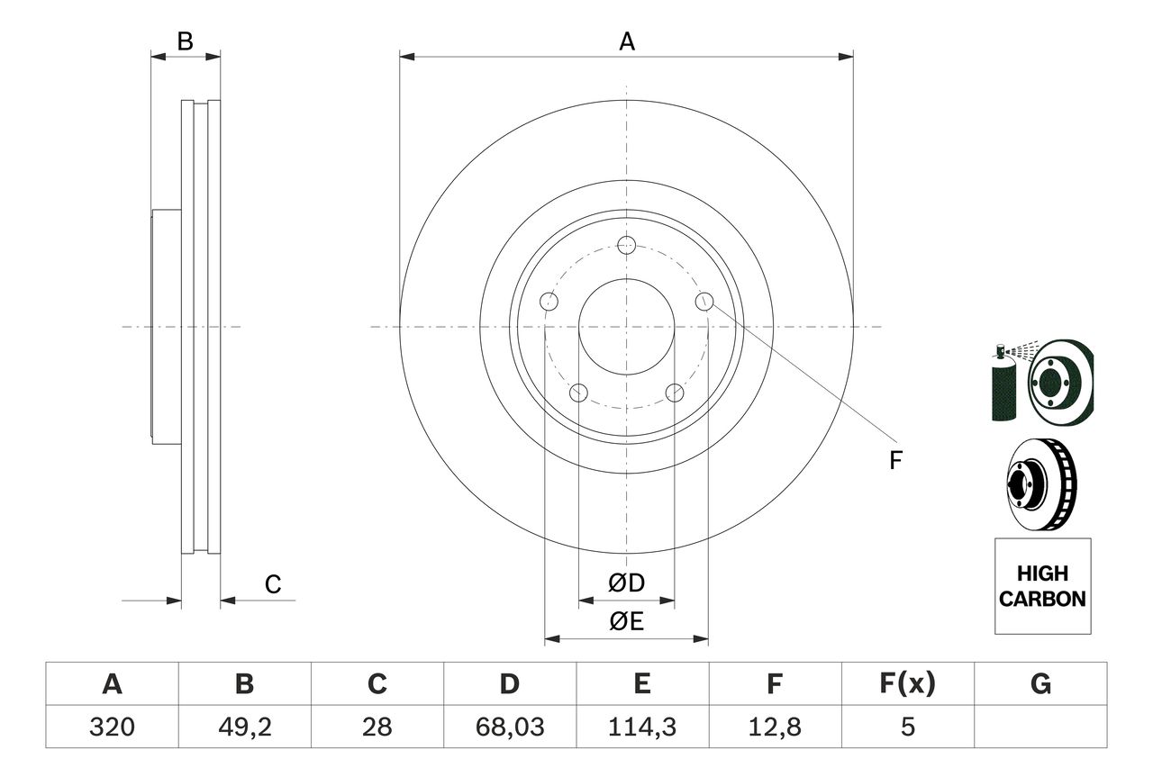 BLUEPRINT ADBP430149 Fren Diski Infiniti Q50 V3 -Q50 4x4 V3 -Q60 Cv -Q60 4x4 Cv -Qx50 J5 -Qx50 4x4 J5