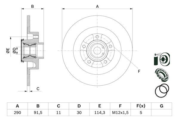 BOS-0986479F42 Fren Diski Arka Rulmanli Kaplamali Abs Sensor Halkali Talisman