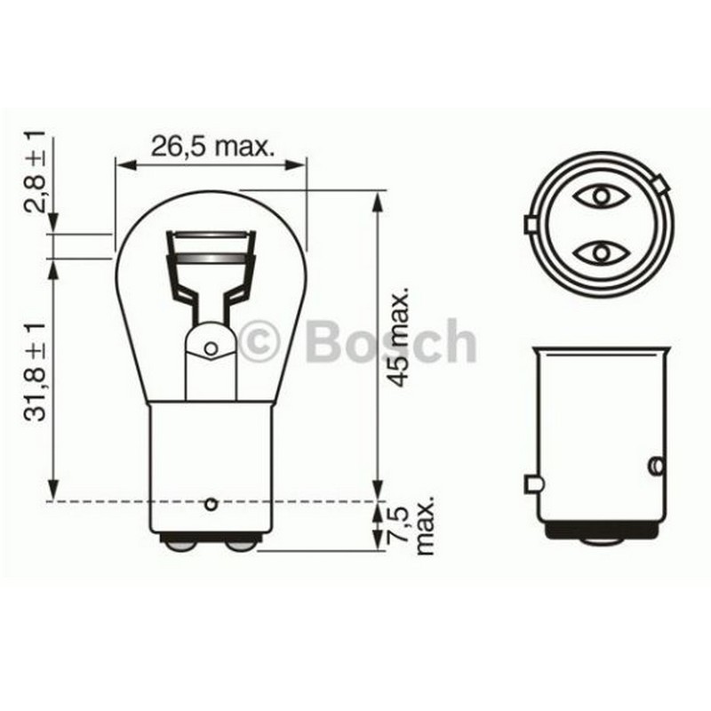 BOS-1987302813 Ampul Eco 12 V 1016 P21/4w (Fren Ve Arka Sis Ampulu-Sasi Duy Yakin Tirnak )