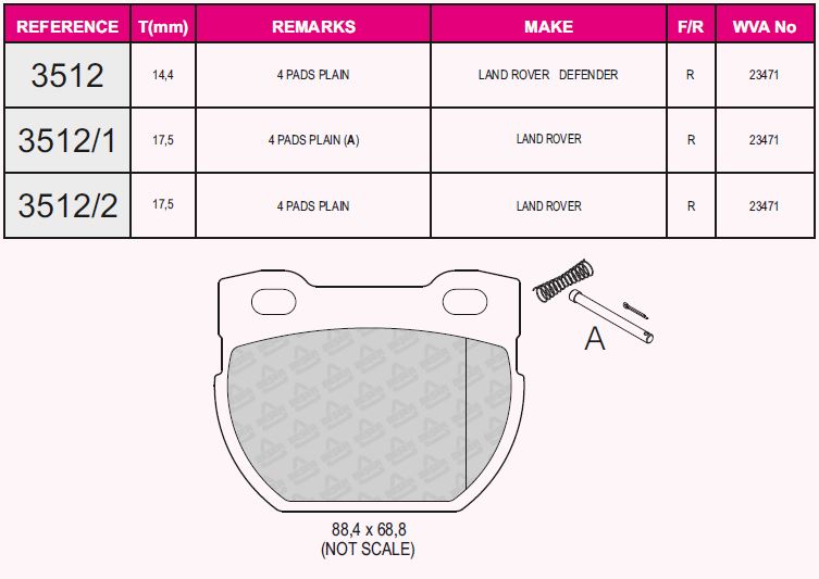 KB-23471 150 04 ANS KD13 Fren Balatasi Arka Defender(90-98)