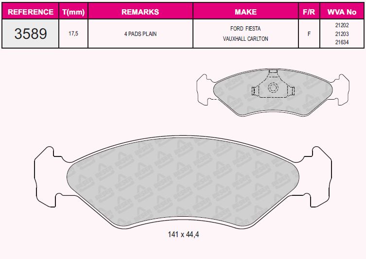 L10-1390 Fren Balata On Ford Fiesta Iii 1.1 1989-1995 / Fiesta Iii 1.4 1989-1995 / Fiesta Iii 1.6 16v 1989-1995 / Fiesta Iii 1.8 16v 1989-1995