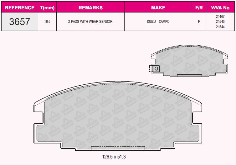 WDB292 Fren Balata Arka Ikazli Opel Astra G 1.4 16v 1998-2005 / Astra G 1.6 16v 1998-2005/ Astra G 2.0 Dti 1998-2005/ Zafira A 1.8 16v 1999-2005/ Zafira A 1.6 16v 1999-2005