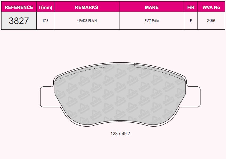 L10-1221 Fren Balata On Fiat Albea 1.2 2003-2005 / Fiat Palio 1.2 2003-2005