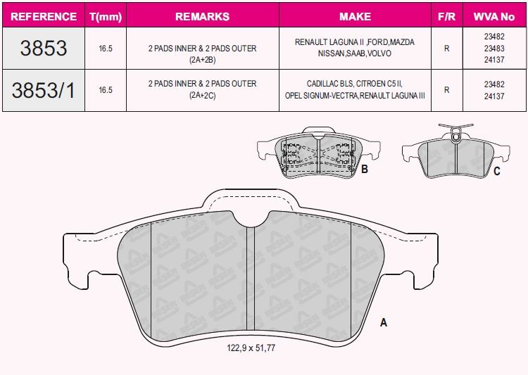 05P815 Fren Balata Arka Transit Con. 1.8 Tdci 2002-2013/Focus Iii 1.6 Tdci 2011-2015/C-Max Ii 1.6 Tdci 2010-/Focus Iii 1.6 Ti-Vct 2011-2015/ Opel Vectra C 2.0 Dti 2002-2008/ Mazda 1.6 Di 2003-2009