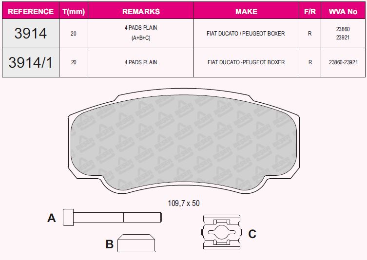 BRE-P 23 093 Fren Balatasi Arka Low-Met Peugeot