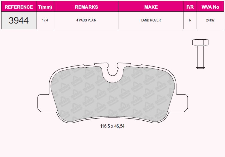 FRD FDB4105 Fren Balatasi Arka  	
Land Rover Range Rover Discovery Sport - Iii - Iv