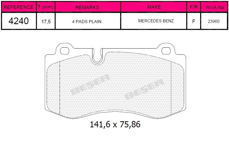 05P1506 Fren Balata On Mercedes S Serisi (W221) S 320 Cdi 2005-2013 / Mercedes S Serisi (W221) S 350 2005-2013