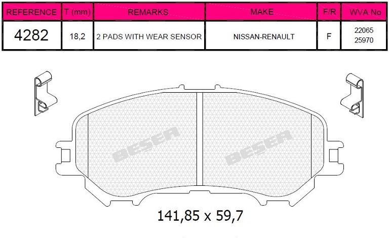 KB-22065 167 14 ANS KD11 Fren Balatasi On Kadjar 15=> Qashqai 13=> X Trail 14=>