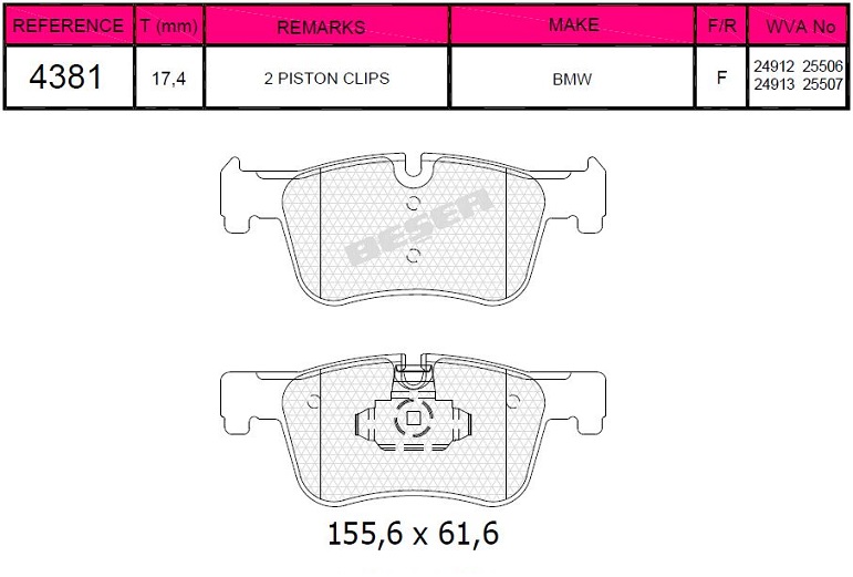 FRD FDB4489 Fren Balatasi Ön  F20-F20 Lci-F21-F21 Lci-F30-F31-F32-F34 Gt-F34 Gt Lci-4f33-F33 Lci-F36-F36 Gran Coupe -F36 Gran Coupe Lci