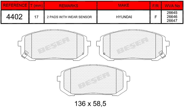 ZEG997-00 Fren Balata On Ikazli Hyundai Elantra 2021- / I20 - I30 2021-