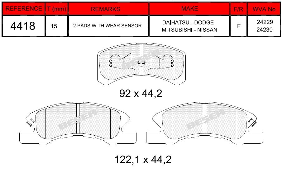MGA-55602 Balata Fren On-(Daihatsu  Coure 04/10 / Mitsubishi  Space-Star 2013/2015 / Attrage 2013/  )