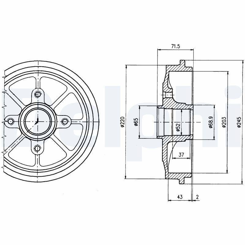DEL-BF484 Fren Kampana Abssiz (Peugeot   206  206+  1007 / Citroen  C2  C3  1.1  1.4  02-)