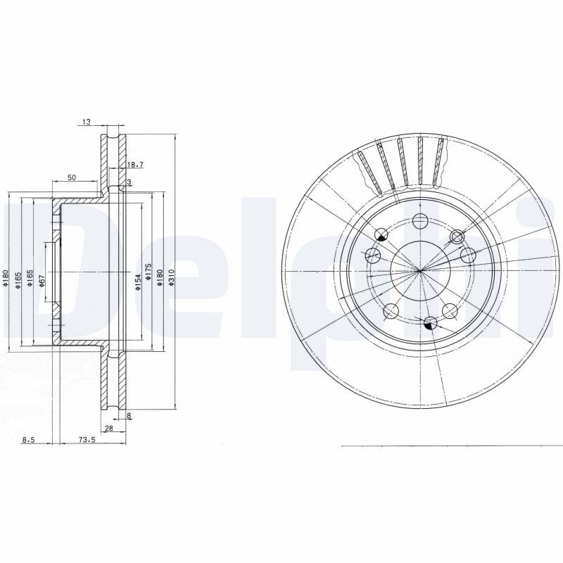 DEL-BG2737 Fren Diski On Mercedes S-Serisi (W140) S280,300 Se, Sel/S320 Takim