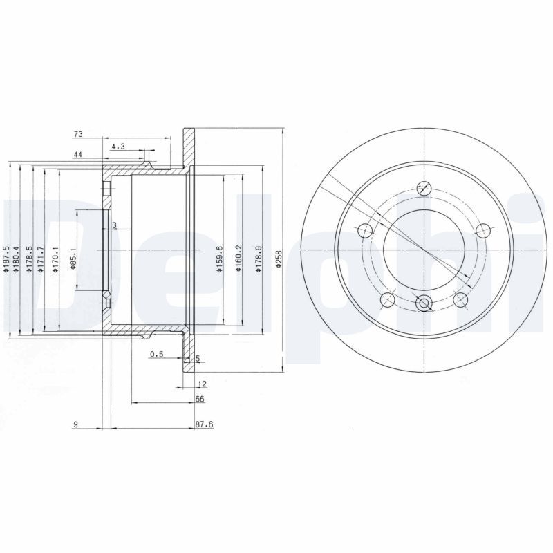 FRD-FCR230A Arka Fren Diski-258x12 5×130 (Vw Lt 97-07  Mercedes Sprinter 95-06)