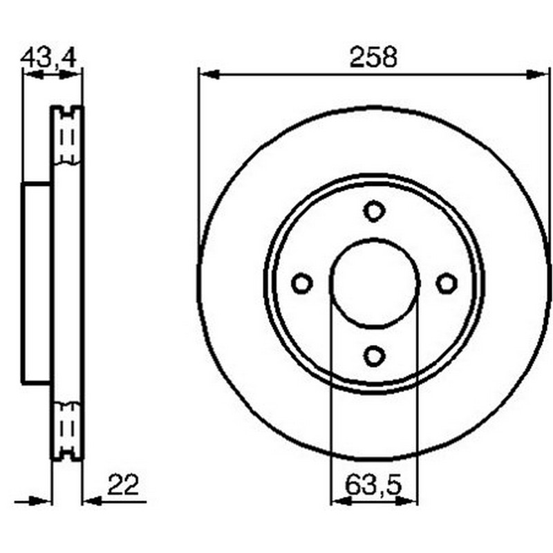 DEL-BG3359T Fren Diski Ön (258mm)( Ford   Focus 98-02 - Fiesta 02- ) ( Mazda 2 03- )