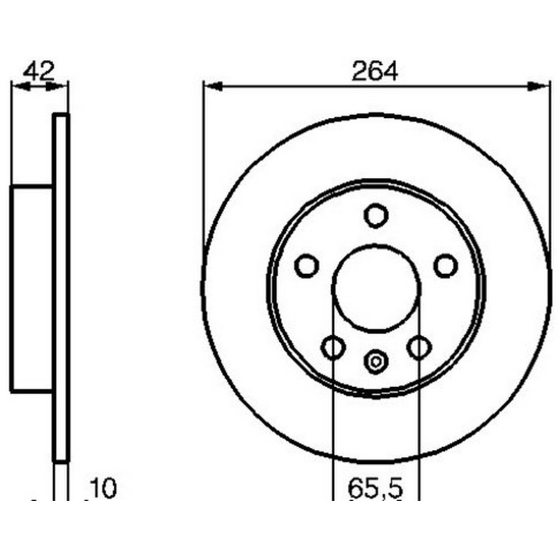 FRD-DDF1044 Fren Diski Arka Duz 263.8 Mm ( Opel   Astra G / Astra H-- Zafira )5 Bijon