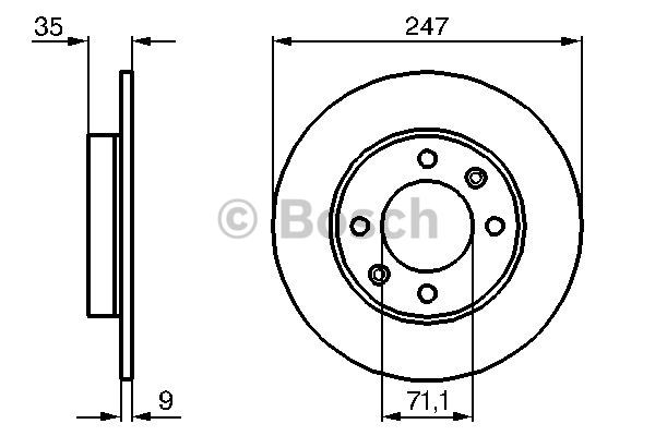 BRE-08.9719.11 Fren Diski Arka Duz 247 Mm ( Peugeot   307 / Citroen   C2 / C3 ) Uv Coated