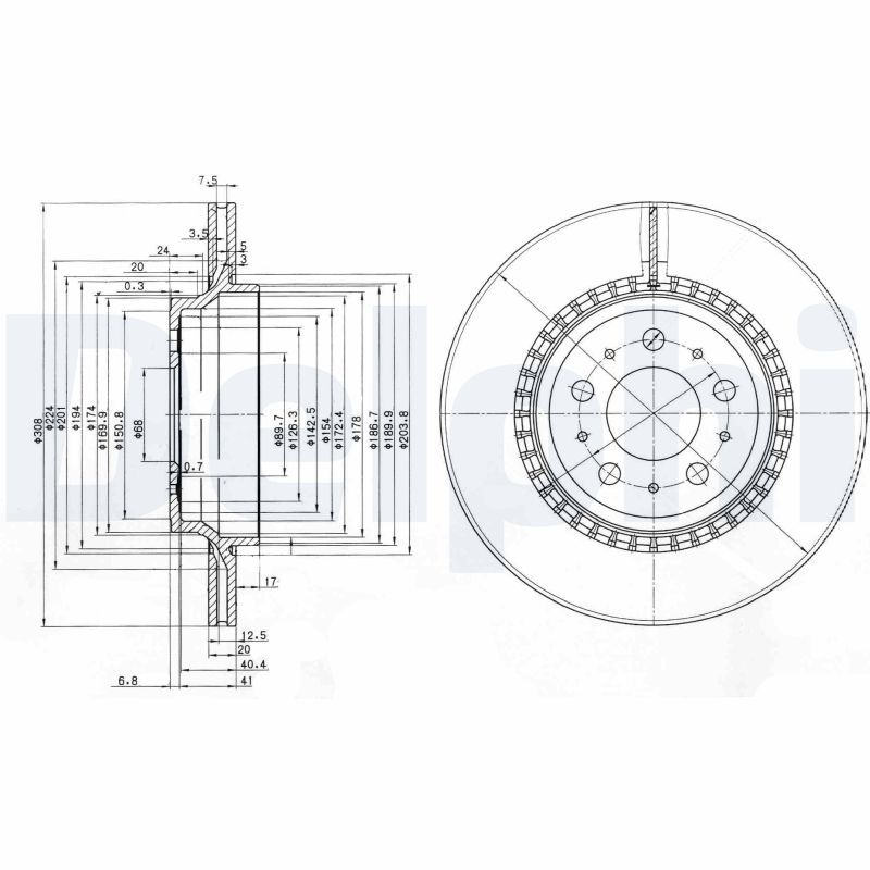 FRD-DDF1551C Fren Diski Arka Havali 308mm (Volvo  Xc90 2.5t D5 T6 02- 17 )